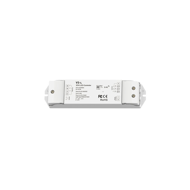 71547 V3-L SKYDANCE DC RF 2.4Ghz Dimmer High Speed Controller & Push Dimming 3 Κανάλια DC 12-48V 3 x 6A 288W - Max 18.5A 288W - IP20 Μ17.5 x Π4.5 x Υ2.5cm - 5 Years Warranty - 7