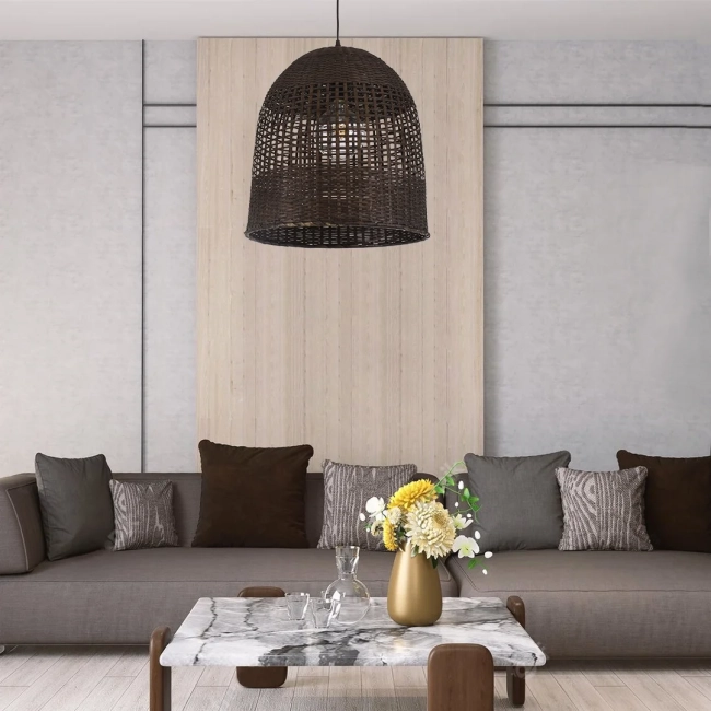  BORA-BORA 01736 Boho Κρεμαστό Φωτιστικό Οροφής με Ντουί 1 x E27 AC 220-240V IP20 - Καφέ - Μ42 x Π42 x Y44cm - 12