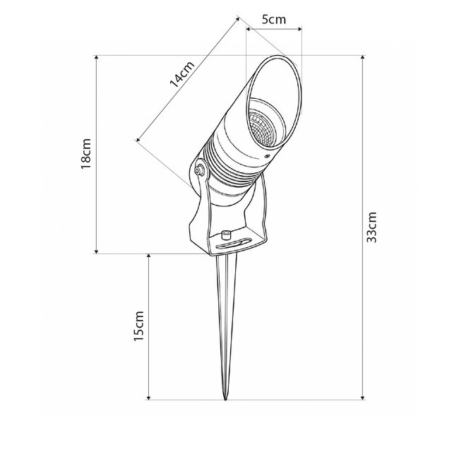 GARDO GLB-103-0025 Φωτιστικό Σποτ για Φυτά - Δέντρα με Βάση Κήπου / Καρφωτό LED 10W 900lm 24° DC 24V Αδιάβροχο IP65 Θερμό Λευκό 2700K - Sanan SMD Chip - Μαύρο Ματ - Μ5 x Π5 x Υ18cm - 3 Χρόνια Εγγύηση - 5