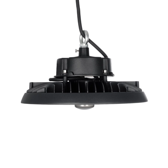 INDUSTRY 61705 Βιομηχανικό Φωτιστικό Καμπάνα High Bay UFO Τεχνολογίας Smart Group Linkable Control System 2.4Ghz με Αισθητήρα Κίνησης Microwave LED 150W 22500lm SDCM<5 90° AC 85-265V Αδιάβροχο IP65 IK08 Μαύρο Χυτό Αλουμίνιο - Φυσικό Λευκό 5000K - 275 x Sanan Opto SMD Chip & TÜV SÜD Driver