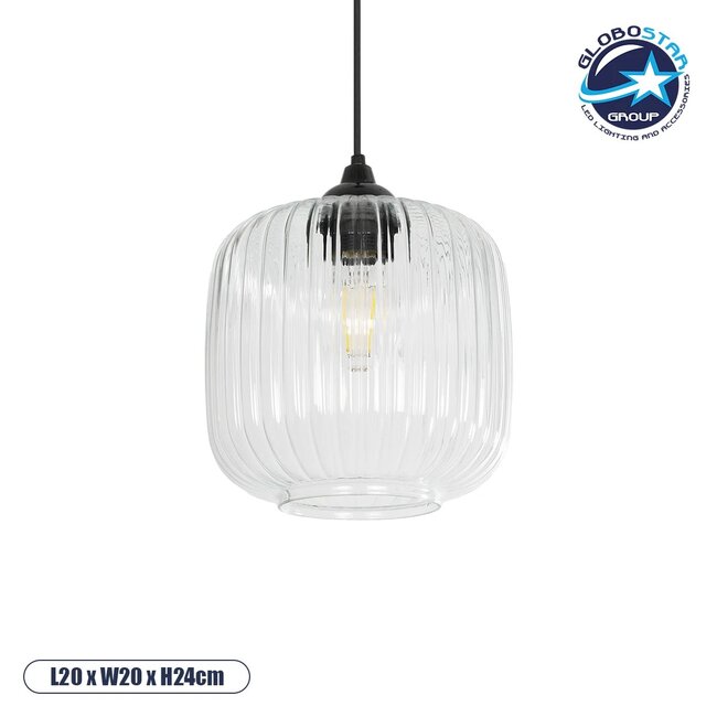 MELONI 206-0013 Μοντέρνο Κρεμαστό Φωτιστικό Οροφής με Ντουί 1 x E27 AC 220-240V IP20 - Διάφανο - Μ20 x Π20 x Υ24cm MELONI 206-0013 Μοντέρνο Κρεμαστό Φωτιστικό Οροφής με Ντουί 1 x E27 AC 220-240V IP20 - Διάφανο - Μ20 x Π20 x Υ24cm