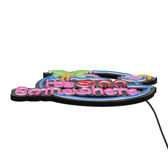 85853 Φωτιστικό Ταμπέλα Φωτεινή Επιγραφή NEON LED Σήμανσης ITS 5:00 SOMEWHERE 30W AC 230V με Διακόπτη On/Off Ροζ - Γαλάζιο - Κίτρινο - Πράσινο - Κόκκινο - 4