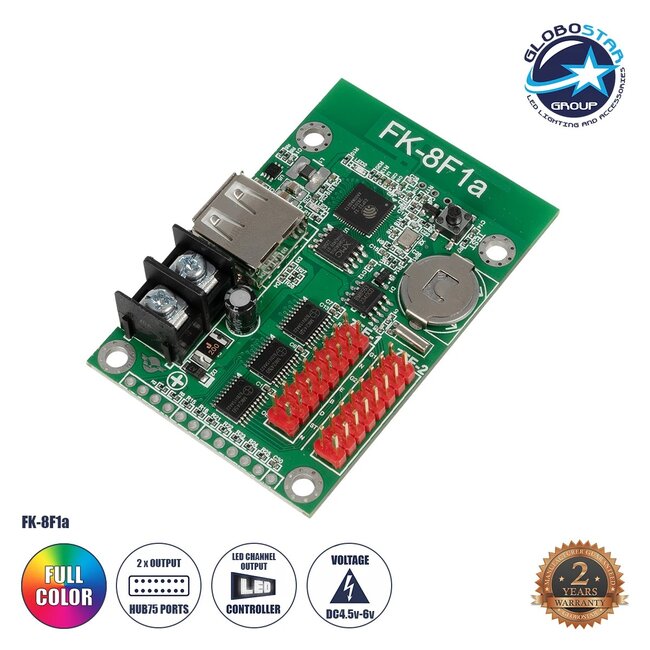 CARD-FK-8F1a 90094 Κάρτα Εικόνας για Πολύχρωμες RGB LED Κυλιόμενες Ψηφιακές Επιγραφές/Οθόνες DC 5V IP20 - 1536x16/768x32 Pixels - Μ6.7 x Π4.5 x Υ1.5cm - 2 Χρόνια Εγγύηση