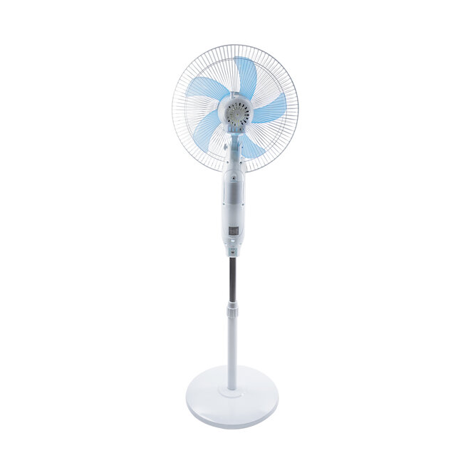 SOLARA-FAN 85355 Solar Fan Αυτόνομος Ηλιακός Επιδαπέδιος Ανεμιστήρας 25W 2 Λειτουργιών Ρεύματος με AC 220-240V ή με Φωτοβολταϊκό Panel 9V 12W & Επαναφορτιζόμενη Μπαταρία Li-ion 7.4V 4400mAh - 3 Ταχύτητες - Ενσωματωμένο USB 2.0 Charger Συσκευών - IP20 - Μ44 x Π37.5 x Υ132cm - Λευκό & Μπλε  - 5