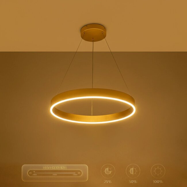 kelvo® VENOM KLV-101-0189 Κρεμαστό Φωτιστικό Οροφής LED 45W 4500lm 120° AC 220-240V IP20 Ρυθμιζόμενο Λευκό CCT με Χειριστήριο από 2700K έως 6000K Dimmable - Lumileds SMD Chip - Χρυσό Πλατίνα - Μ60 x Π60 x Υ6.5cm - 3 Χρόνια Εγγύηση - 11