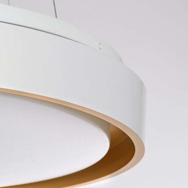 kelvo® BARCHETTA KLV-101-0267 Κρεμαστό Φωτιστικό Οροφής LED 72W 7200lm 120° AC 220-240V IP20 Ρυθμιζόμενο Λευκό CCT με Χειριστήριο από 2700K έως 6000K Dimmable - Lumileds SMD Chip - Λευκό & Σαμπανιζέ Χρυσό Ματ - Μ48 x Π48 x Υ8.2cm - 3 Χρόνια Εγγύηση - 7