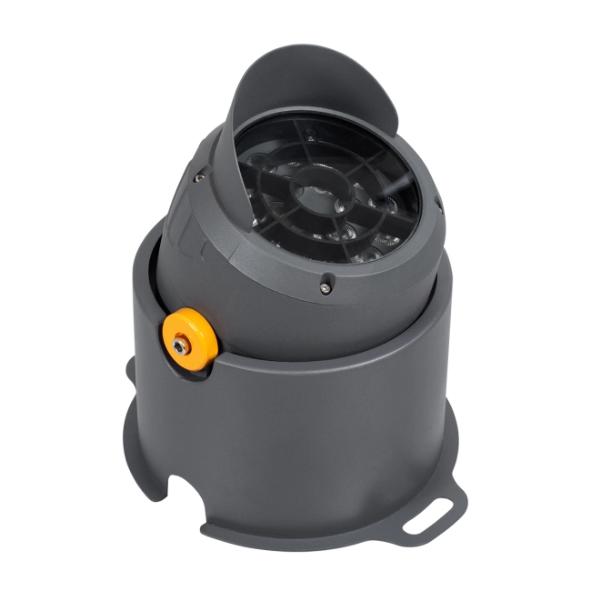 FLOODSIMA 90495 Κινούμενος Προβολέας Σποτ Wall Washer με Αντιθαμβωτική Γρίλια LED 36W 3240lm 30° DC 24V Αδιάβροχο IP67 Θερμό Λευκό 2700K Dimmable - Bridgelux SMD Chip - Γκρι Ανθρακί - Μ21 x Π26 x Υ27cm - 3 Χρόνια Εγγύηση