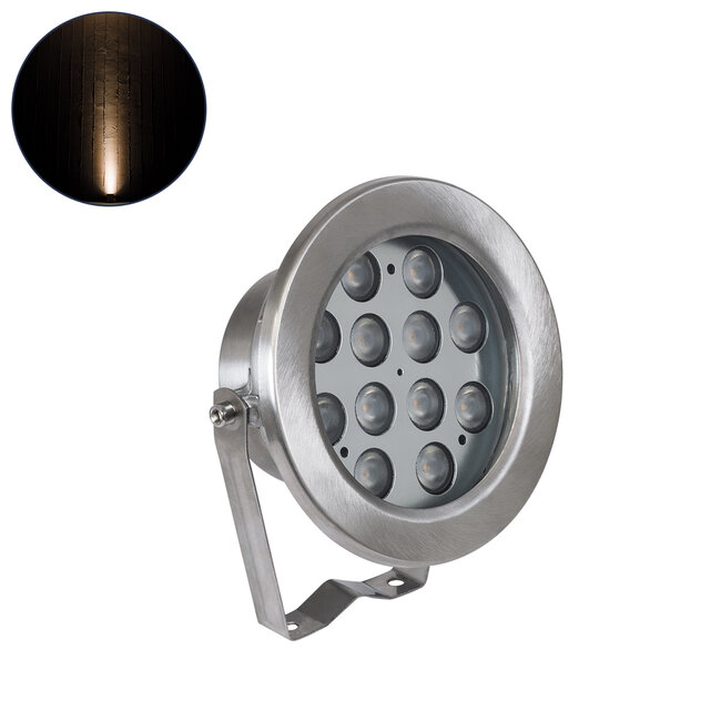 UNDERWATER-JERRY 90423 Υποβρύχιο Επιφανειακό Φωτιστικό Σποτ Ειδικό για Σιντριβάνια - Πισίνες - Τζακούζι LED 12W 1080lm 120° DC 24V Αδιάβροχο IP68 Μ14.5 x Π7 x Υ19cm Θερμό Λευκό 2700K - Ανοξείδωτο Ατσάλι SS304 - 3 Years Warranty