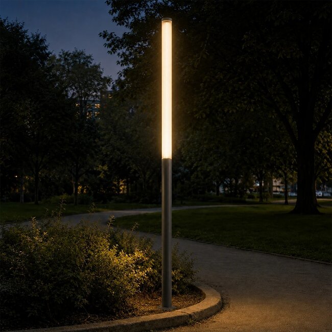 AXOR GLB-103-0015 Φωτιστικό Urban Πλατείας/Πάρκου LED 50W 4500lm 360° AC 220-240V Αδιάβροχο IP65 Θερμό Λευκό 2700K - Sanan SMD Chip - Γκρι Ανθρακί Ματ - Μ20 x Π20 x Υ300cm - 3 Χρόνια Εγγύηση - 6