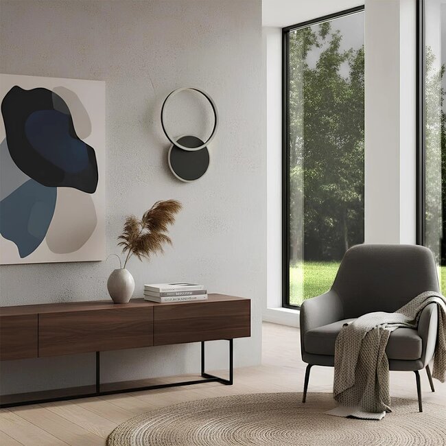 kelvo® VENOM KLV-101-0181-V2 Φωτιστικό Τοίχου / Απλίκα LED 45W 4500lm 360° AC 220-240V IP20 Ρυθμιζόμενο Λευκό CCT με Χειριστήριο από 2700K έως 6000K Dimmable - Lumileds SMD Chip - Μαύρο Ματ - Μ60 x Π40 x Υ7.5cm - 3 Χρόνια Εγγύηση - 2