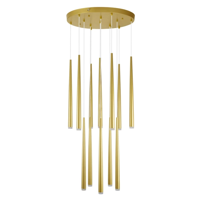 TEARS 61314 Μοντέρνο Κρεμαστό Φωτιστικό Οροφής LED 36W 3960lm 180° AC 220-240V IP20 Ρυθμιζόμενο Λευκό CCT με Χειριστήριο από 2700K έως 6000K Dimmable - Lumileds SMD Chip - Χρυσό Βούρτσας - Μ60 x Π60 x Υ51.5cm - 3 Χρόνια Εγγύηση - 5