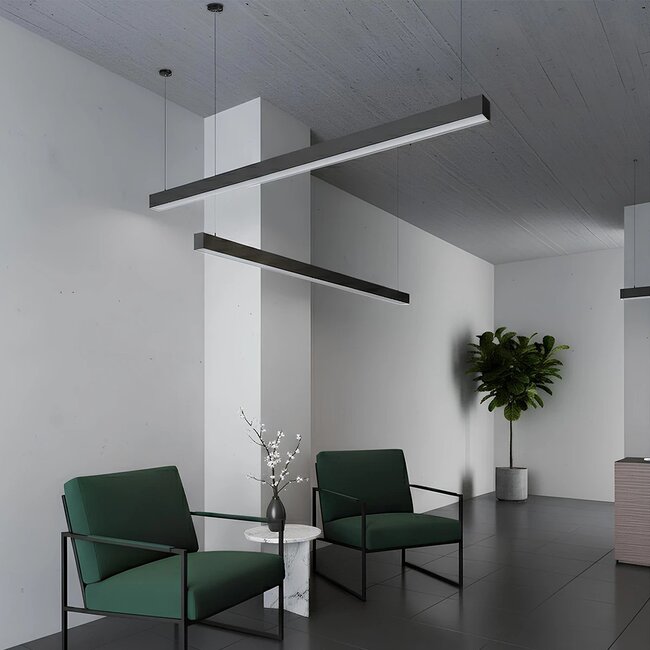 kelvo® ORION KLV-101-0362 Κρεμαστό Γραμμικό Φωτιστικό Οροφής LED 72W 7200lm 120° AC 220-240V IP20 Ρυθμιζόμενο Λευκό CCT με Χειριστήριο από 2700K έως 6000K Dimmable - Lumileds SMD Chip - Μαύρο Ματ - Μ120 x Π5 x Υ7.5cm - 3 Χρόνια Εγγύηση