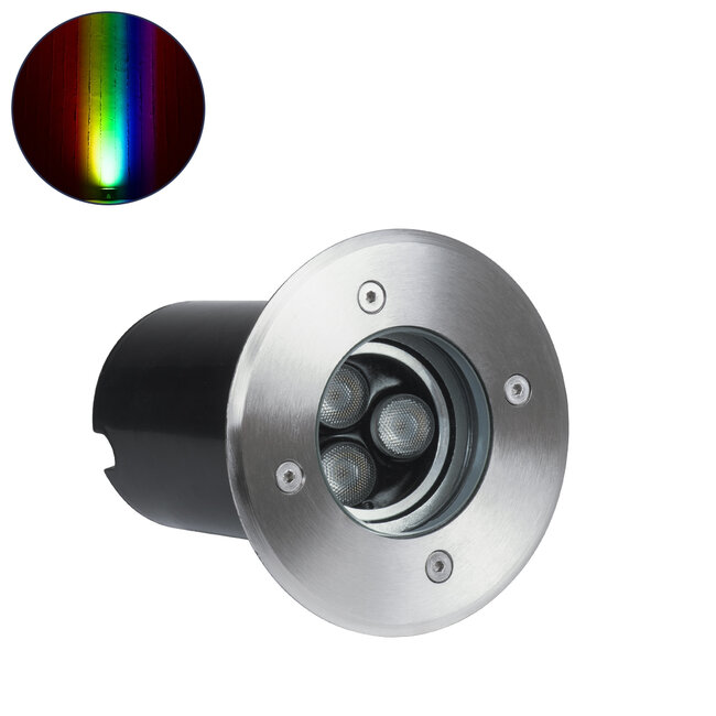 UNDERWATER-LUNTA 90403 Υποβρύχιο Χωνευτό Φωτιστικό Σποτ Ειδικό για Σιντριβάνια LED 12W 1020lm 60° DC 24V Αδιάβροχο IP68 Φ12 x Υ13cm RGBW DMX512 - Ανοξείδωτο Ατσάλι - 3 Years Warranty