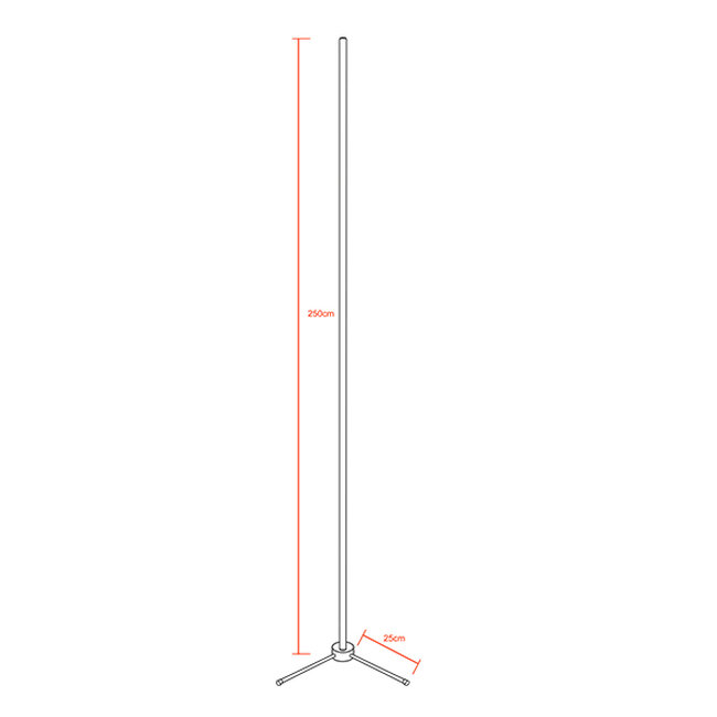 Μοντέρνο Minimal Επιδαπέδιο Μαύρο Φωτιστικό 250cm LED 40 Watt με Ασύρματο Χειριστήριο RF & Dimmer Φυσικό Λευκό 4500k  ALIEN Design GLOBO-250-2