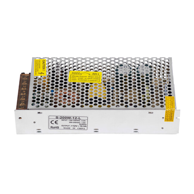 73091 Μεταλλικό Τροφοδοτικό PELV TRIAC DIMMABLE για Προϊόντα LED 200W 16.66A - AC 220-240V σε DC από 0.5V (0%) σε 12V (100%) - IP20 L20 x W9 x H4.5cm - 3 Years Warranty - 4