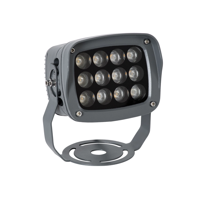 FLOODXENA 90120 Προβολέας Σποτ Wall Washer LED 12W 1260lm 10° AC 220-240V Αδιάβροχο IP65 Ultra Θερμό Λευκό 2200K - Bridgelux SMD Chip - Γκρι Ανθρακί - Μ13.5 x Π11 x Υ15cm - 3 Χρόνια Εγγύηση - 6