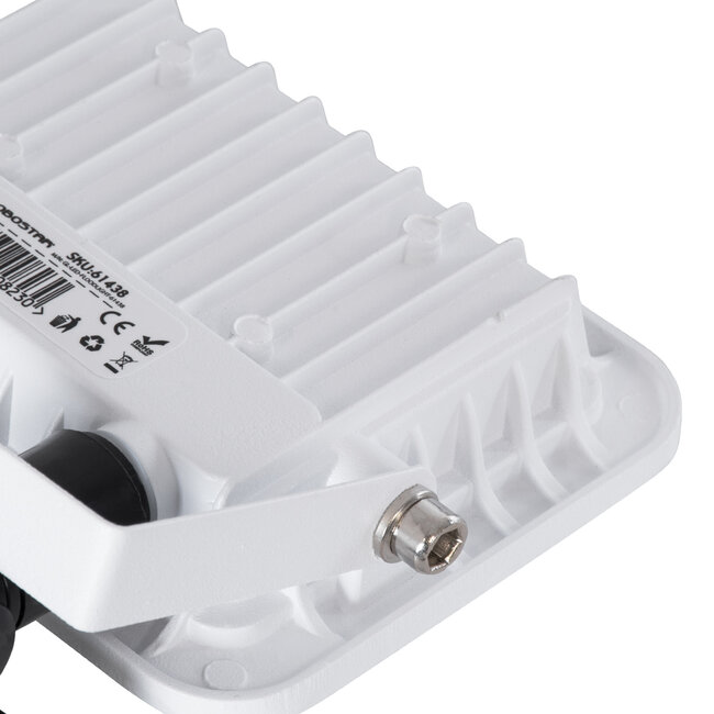 AURORA 61438 Επαγγελματικός Προβολέας LED 20W 2500lm 120° AC 220-240V με Ενσωματωμένο Ρυθμιζόμενο Αισθητήρα Κίνησης PIR - Αδιάβροχος IP67 - Μ12 x Π5 x Υ14.5cm - Λευκό - Ψυχρό Λευκό 6000K - LUMILEDS Chips - TÜV Rheinland Certified - 3 Years Warranty - 8