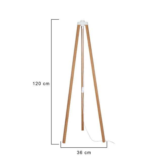 TRIPOD 203-0260 Μοντέρνο Επιδαπέδιο Φωτιστικό Μονόφωτο 1 x E27 IP20 Μπέζ Ξύλο - Μ38 x Π38 x Υ120cm