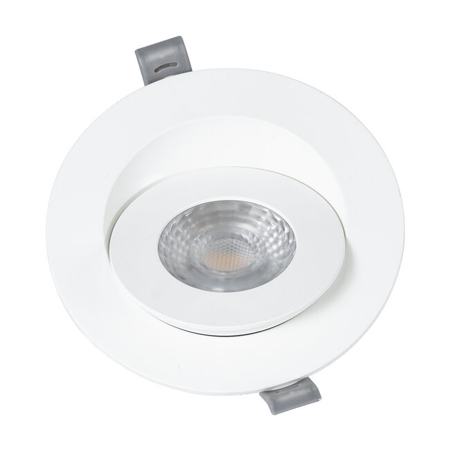 LEXIS JOINT 60991 Χωνευτό LED Κινούμενο Spot Downlight 7W 660lm 45° AC 220-240V IP44 Φ12cm x Υ3.1cm - Στρόγγυλο - Λευκό - Θερμό Λευκό 2700K - Bridgelux Chip - TÜV Certified Driver - 5 Years Warranty - 4