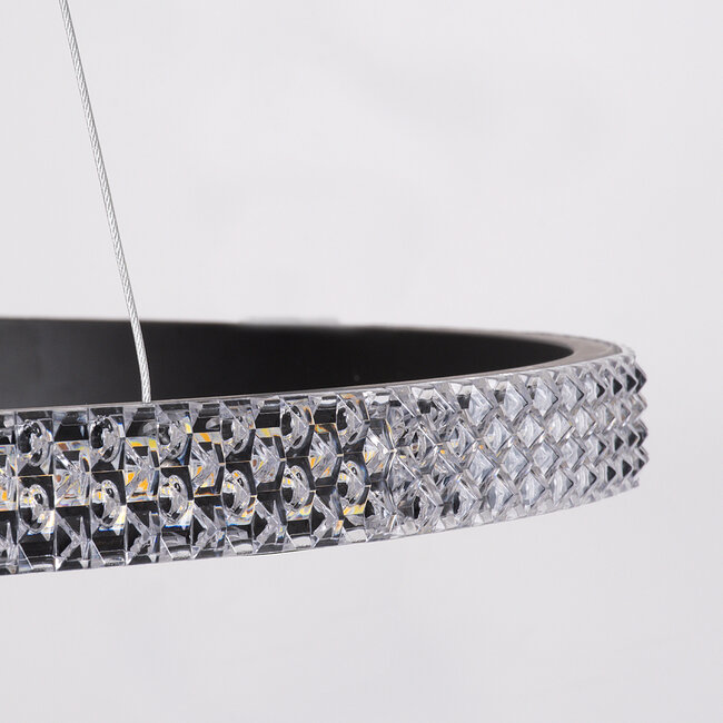 DIAMOND 61128 Κρεμαστό Φωτιστικό Δαχτυλίδι-Κύκλος LED CCT 30W 3513lm 360° AC 220-240V - Εναλλαγή Φωτισμού μέσω Τηλεχειριστηρίου All In One Ψυχρό 6000k+Φυσικό 4500k+Θερμό 2700k Dimmable Φ40cm - Μαύρο - 4