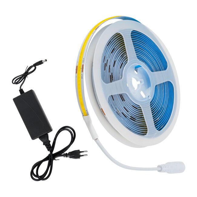 CHROMAWAVE 70415 Σετ Ταινίας με Τροφοδοτικό LED 48W/5m 3840lm/5m 120° AC 220-240V IP20 1540 x COB Chip/5m Θερμό Λευκό 2700K - Μ500 x Π1 x Υ0.2cm - Ρολό 5 Μέτρων - 2 Χρόνια Εγγύηση