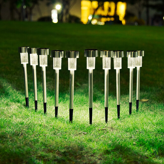 71521-10 ΣΕΤ 10 Τεμαχίων Αυτόνομα Ηλιακά Φωτιστικά LED SMD 1W 40lm με Ενσωματωμένη Μπαταρία 600mAh - Φωτοβολταϊκό Πάνελ με Αισθητήρα Ημέρας-Νύχτας Αδιάβροχο IP65 Φανάρι Κήπου Στρογγυλό Θερμό Λευκό 2700K - 3