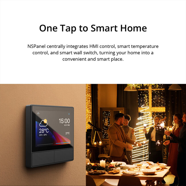 80096 SONOFF NSPanel-EUW - Wi-Fi Smart Scene Wall Switch (86/EU Type) - Integrated HMI Touch Panel -  Smart Controller & Gateway for All Smart Devises - 7