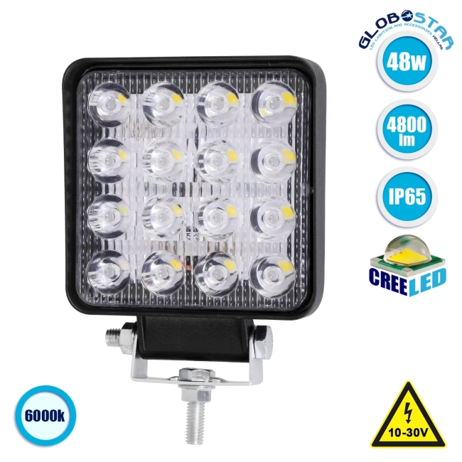 WORKPRO 85407 Προβολάκι LED 48W 4800lm 45° DC 10-30V Αδιάβροχο IP65 Ψυχρό Λευκό 6000K - CREE XBD Chip - Μ10.8 x Π3.2 x Υ12.8cm - 2 Χρόνια Εγγύηση