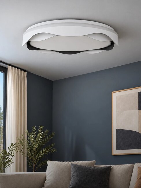LOTUS GLB-101-0100-V2 Μοντέρνο Φωτιστικό Οροφής LED 72W 7200lm 120° AC 220-240V IP20 Ρυθμιζόμενο Λευκό CCT με Χειριστήριο από 2700K έως 6000K Dimmable - Lumileds SMD Chip - Λευκό & Μαύρο Ματ - Μ50 x Π50 x Υ9.5cm - 3 Χρόνια Εγγύηση - 2