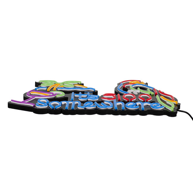 85854 Φωτιστικό Ταμπέλα Φωτεινή Επιγραφή NEON LED Σήμανσης ITS 5:00 SOMEWHERE PARROT 30W AC 230V με Διακόπτη On/Off Ροζ - Γαλάζιο - Κίτρινο - Πράσινο - Κόκκινο - 4