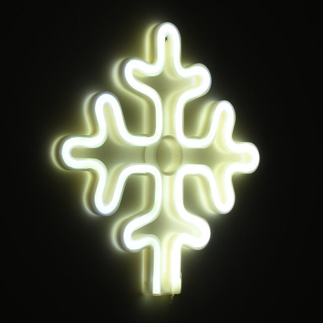 78581 Φωτιστικό Ταμπέλα Φωτεινή Επιγραφή NEON LED Σήμανσης SNOWFLAKE 5W με Καλώδιο Τροφοδοσίας USB - Μπαταρίας 3xAAA (Δεν Περιλαμβάνονται) - Ψυχρό Λευκό 6000K - 6
