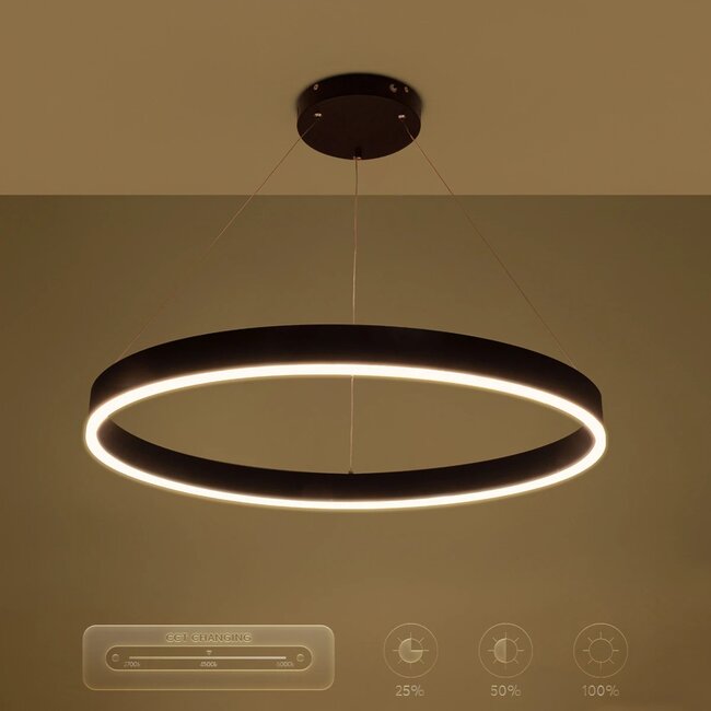 kelvo® VENOM KLV-101-0190 Κρεμαστό Φωτιστικό Οροφής LED 67W 6700lm 120° AC 220-240V IP20 Ρυθμιζόμενο Λευκό CCT με Χειριστήριο από 2700K έως 6000K Dimmable - Lumileds SMD Chip - Μαύρο Ματ - Μ80 x Π80 x Υ6.5cm - 3 Χρόνια Εγγύηση - 12