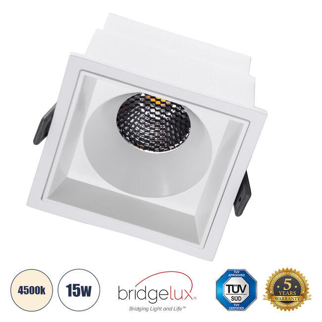 PLUTO-B 60278 Χωνευτό LED Spot Downlight TrimLess Μ10.4xΠ10.4cm 15W 1950lm 38° AC 220-240V IP20 Μ10.4 x Π10.4 x Υ6.5cm - Τετράγωνο - Λευκό & Anti-Glare HoneyComb - Φυσικό Λευκό 4500K - Bridgelux COB - 5 Years Warranty PLUTO-B 60278 Χωνευτό LED Spot Downlight TrimLess Μ10.4xΠ10.4cm 15W 1950lm 38° AC 220-240V IP20 Μ10.4 x Π10.4 x Υ6.5cm - Τετράγωνο - Λευκό & Anti-Glare HoneyComb - Φυσικό Λευκό 4500K - Bridgelux COB - 5 Years Warranty