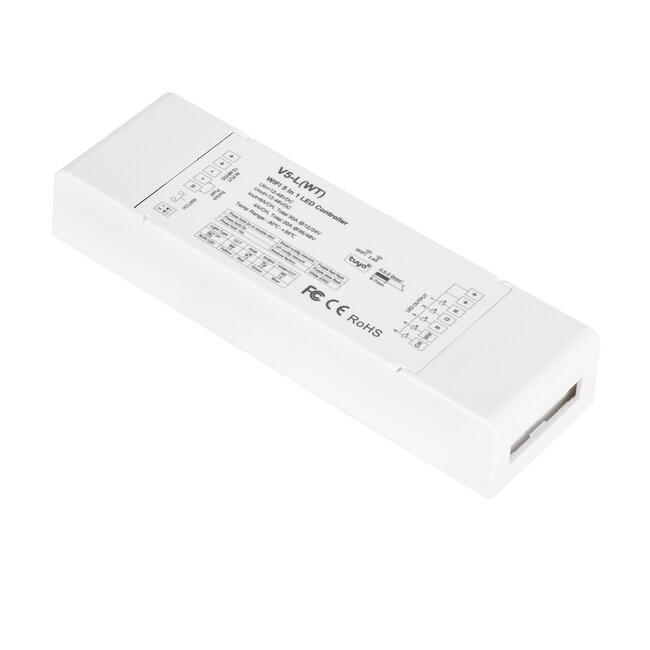 71470 V5-L SKYDANCE DC WiFi & RF 2.4Ghz Dimmer High Speed Controller 5 Καναλιών DC 12-48V 5 x 6A 288W - Max 30A 1440W - IP20 Μ18 x Π5.7 x Υ2.8cm - 5 Years Warranty - 2