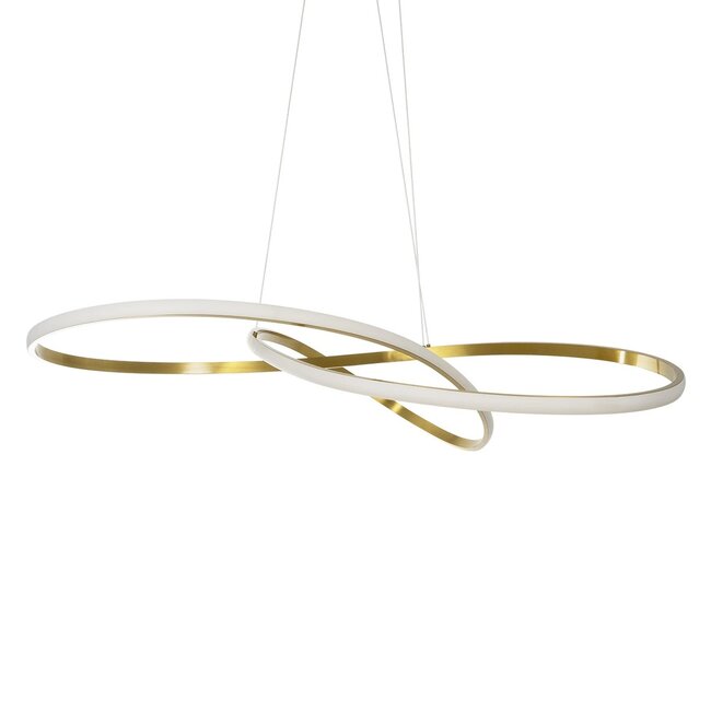 DEXTER 60920 Μοντέρνο Κρεμαστό Φωτιστικό Οροφής LED 120W 13440lm 300° AC 220-240V IP20 Ρυθμιζόμενο Λευκό CCT με Χειριστήριο από 2700K έως 6000K Dimmable - Lumileds SMD Chip - Χρυσό Βούρτσας - Μ103 x Π103 x Υ30cm - 3 Χρόνια Εγγύηση - 3