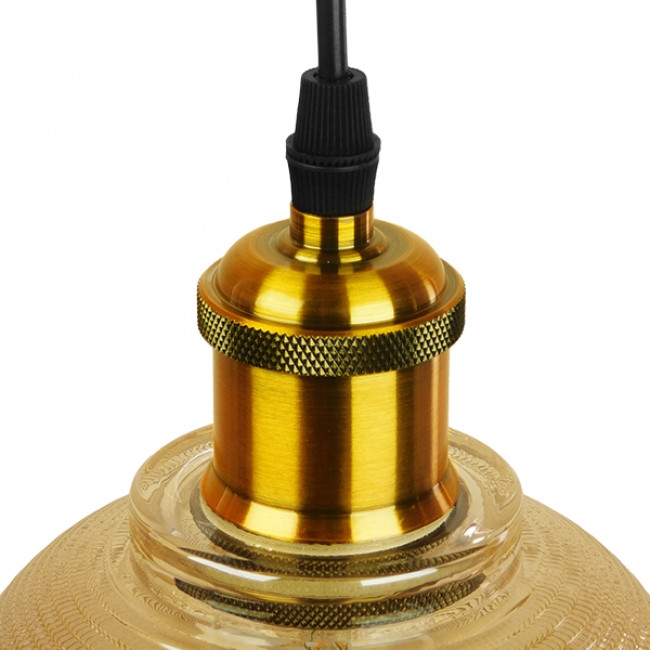 Vintage Κρεμαστό Φωτιστικό Οροφής Μονόφωτο Χρυσό Γυάλινο Διάφανο Καμπάνα με Χρυσό Ντουί Φ14  SEGRETO GOLD 01448 - 6