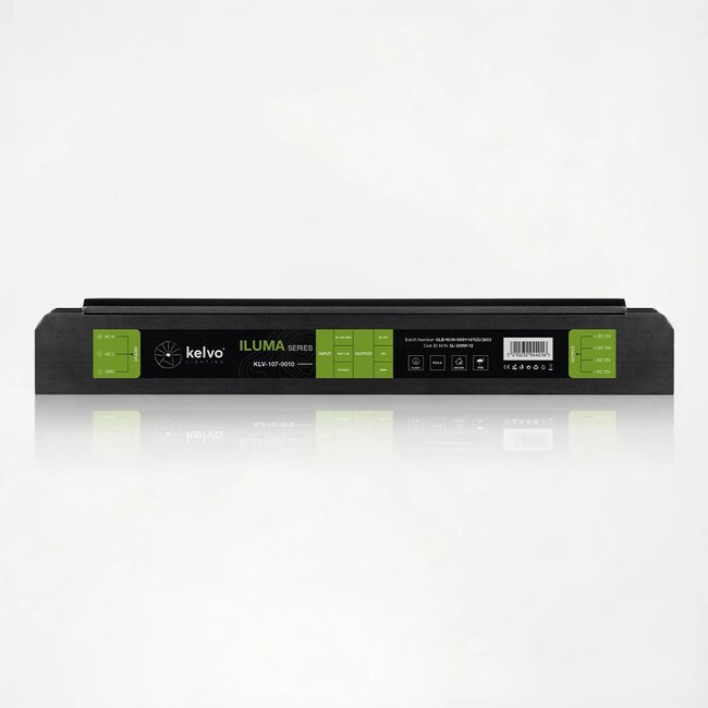 kelvo® ILUMA KLV-107-0010 Slim Τροφοδοτικό/Μετασχηματιστής Class I PELV 300W 25A AC 220-240V σε DC 12V IP20 - Γκρι Ανθρακί Ματ - Μ19.6 x Π5.9 x Υ2.8cm - 5 Χρόνια Εγγύηση - 5