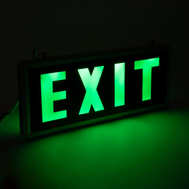 75663 Κρεμαστό Φωτιστικό Ένδειξης EXIT LED 1W AC 220-240V Μονής Όψης με Επαναφορτιζόμενη Μπαταρία 350mAh - 120 Λεπτά Αυτονομία - IP20 - Σώμα Αλουμινίου - Μ35 x Π14 x Υ3.3cm - Πράσινο - 4