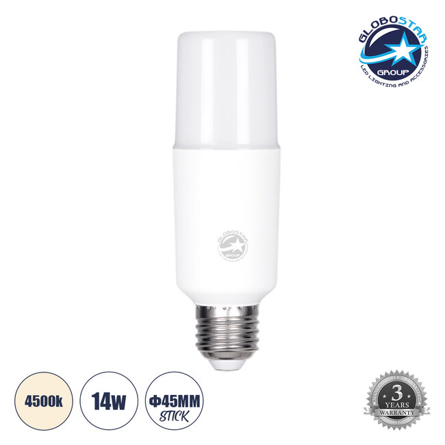 60058 Λάμπα LED E27 Stick 14W 1582lm 260° AC 220-240V IP54 Φ4.5 x Υ13.7cm Φυσικό Λευκό 4500K