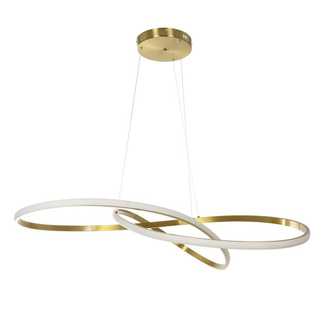 DEXTER 60920 Μοντέρνο Κρεμαστό Φωτιστικό Οροφής LED 120W 13440lm 300° AC 220-240V IP20 Ρυθμιζόμενο Λευκό CCT με Χειριστήριο από 2700K έως 6000K Dimmable - Lumileds SMD Chip - Χρυσό Βούρτσας - Μ103 x Π103 x Υ30cm - 3 Χρόνια Εγγύηση - 2
