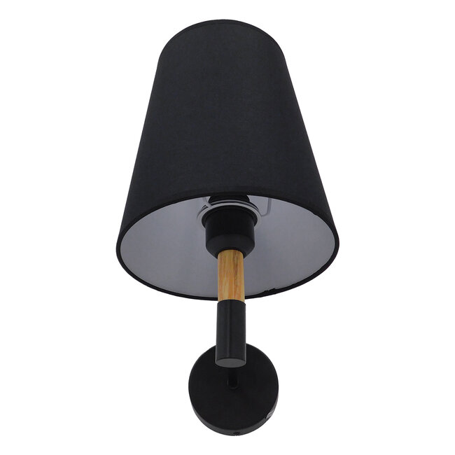 Μοντέρνο Φωτιστικό Τοίχου Απλίκα Μονόφωτο Μαύρο με Μπέζ Ξύλο Μεταλλικό Φ20  LYDFORD BLACK 01432 - 6