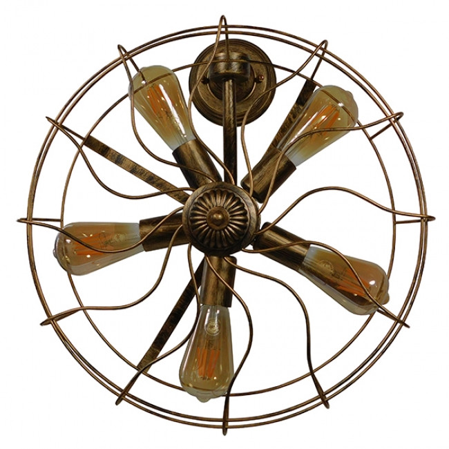 Vintage Industrial Φωτιστικό Τοίχου Απλίκα Πολύφωτο Καφέ Σκουριά Μεταλλικό Πλέγμα Φ46  ERAFAN 01381 - 3