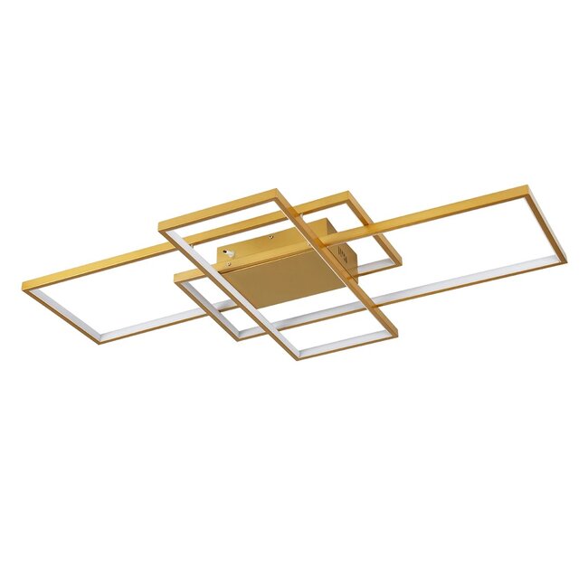 kelvo® QUADRA KLV-101-0298 Φωτιστικό Οροφής LED 120W 12000lm 120° AC 220-240V IP20 Ρυθμιζόμενο Λευκό CCT με Χειριστήριο από 2700K έως 6000K Dimmable - Lumileds SMD Chip - Σαμπανιζέ Χρυσό Ματ - Μ105 x Π60 x Υ9cm - 3 Χρόνια Εγγύηση - 3