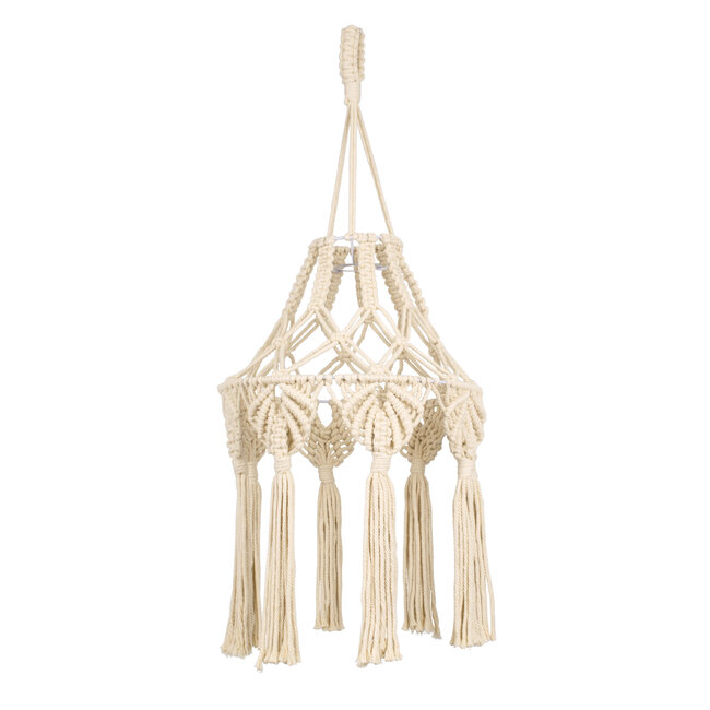 36201 MOROCCO Boho Καπέλο Φωτιστικού- Μακραμέ Πλεκτό Χειροποίητο Μπεζ Σχοινί Μ30 x Π30  x Υ70cm