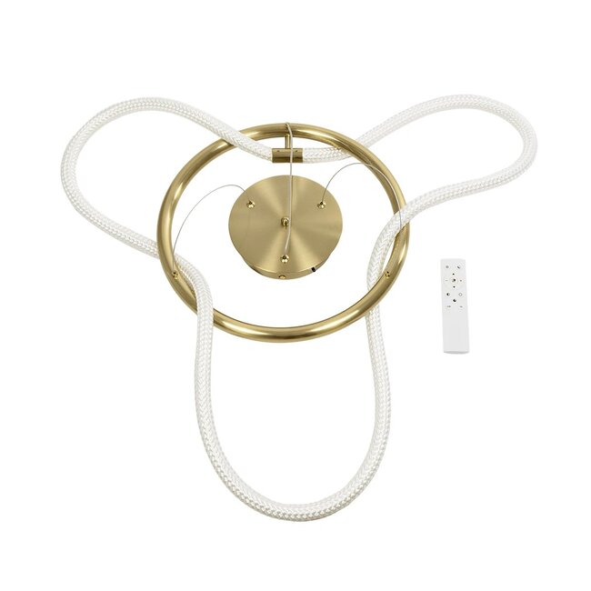 kelvo® GLOW KLV-101-0162 Κρεμαστό Φωτιστικό Οροφής LED 36W 3600lm 360° AC 220-240V IP20 Ρυθμιζόμενο Λευκό CCT με Χειριστήριο από 2700K έως 6000K Dimmable - Lumileds SMD Chip - Χρυσό Πλατίνα - Μ70 x Π70 x Υ40cm - 3 Χρόνια Εγγύηση - 11