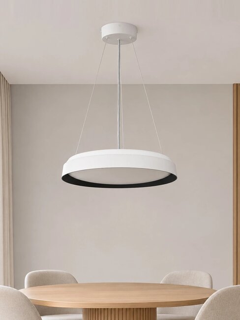 kelvo® VOLA KLV-101-0590 Κρεμαστό Φωτιστικό Οροφής LED 24W 2400lm 120° AC 220-240V IP20 Ρυθμιζόμενο Λευκό CCT με Διακόπτη στο Driver 2700K/4500K/6000K Triac Dimmable - Lumileds SMD Chip & ENEC/TÜV Driver - Μαύρο Ματ & Λευκό Ματ - Μ40 x Π40 x Υ7cm - 5 Χρόνια Εγγύηση - 2
