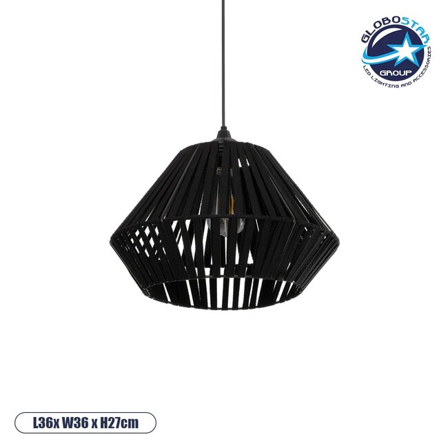 NUI 205-0061 Boho Κρεμαστό Φωτιστικό Οροφής με Ντουί 1 x E27 AC 220-240V IP20 - Μαύρο - M36 x Π36 x Υ27cm NUI 205-0061 Boho Κρεμαστό Φωτιστικό Οροφής με Ντουί 1 x E27 AC 220-240V IP20 - Μαύρο - M36 x Π36 x Υ27cm
