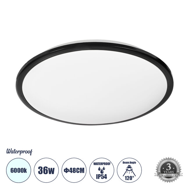 TUFFIN 60998 Πλαφονιέρα Οροφής LED 36W 4140lm 120° AC 220-240V Αδιάβροχη IP54 Φ48 x Υ6.5cm Ψυχρό Λευκό 6000K - Μαύρο - Bridgelux Chips - 3 Years Warranty TUFFIN 60998 Πλαφονιέρα Οροφής LED 36W 4140lm 120° AC 220-240V Αδιάβροχη IP54 Φ48 x Υ6.5cm Ψυχρό Λευκό 6000K - Μαύρο - Bridgelux Chips - 3 Years Warranty