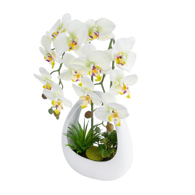 Artificial Garden WHITE ORCHID 21128 Διακοσμητικό Φυτό Λευκή Ορχιδέα Υ39cm - 2
