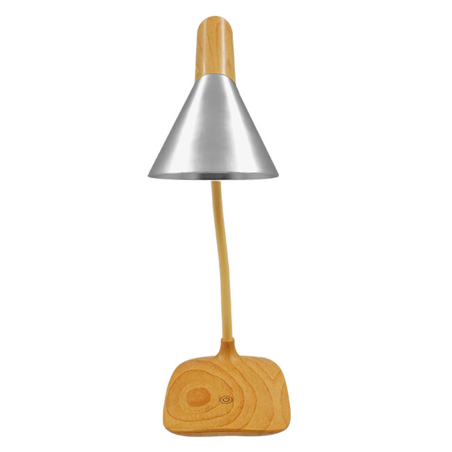 Μοντέρνο Επιτραπέζιο Φωτιστικό Γραφείου LED 6 Watt Μονόφωτο Μεταλλικό Καφέ Ξύλο Ασημί Λευκό Ημέρας 4500k  DRAPER SILVER 01438 Μοντέρνο Επιτραπέζιο Φωτιστικό Γραφείου LED 6 Watt Μονόφωτο Μεταλλικό Καφέ Ξύλο Ασημί Λευκό Ημέρας 4500k  DRAPER SILVER 01438